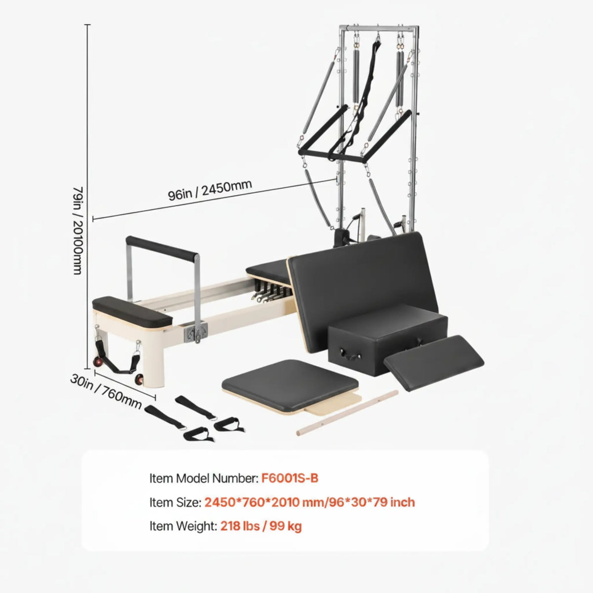 Pilates Reformer Foldable, Suitable for Intermediate and Beginners Users, Pilates Equipment for Home Gym Studio Use with 4 Adjustable Resistance Spring, up to 400 LBS